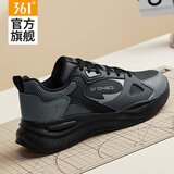 361°女鞋运动鞋女2025秋冬季新款防水皮面黑色跑步鞋轻便防滑休闲鞋子 曜石黑/烟灰 39