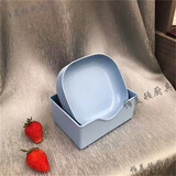 帕美顿欧式家用塑料加深吐骨碟垃圾盘桌面小盘子骨头碟方形耐摔零食盘碟 加深蓝色方碟10个装【带蓝色底座】 14.3cm