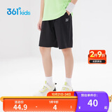 361°儿童短裤夏季男女童3-12岁透气运动裤梭织五分裤 黑 160