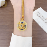 足银9999描金珐琅彩八宝罗盘吊坠新中式国风如意圆形项链送礼物 八宝罗盘银吊坠+挂绳  证书+礼盒 约12.5克