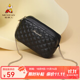 稻草人（MEXICAN）包包女包小方包简约潮流百搭小巧女士单肩斜挎包生日礼物送女友 黑色