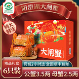 【活蟹】蟹公馆阳澄湖大闸蟹礼盒生鲜礼物鲜活螃蟹现货对蟹3对装 阳澄湖 公3.5两 母2.5两 3对6只
