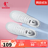 乔丹男鞋板鞋皮面小白鞋革面女鞋空军一号厚底增高情侣休闲运动鞋 女-白色【店长推荐】 39