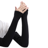 珍碧斯保暖袖套女男秋冬季长款手臂套加厚加绒高弹空调房防寒护胳膊手套 黑色（直筒款）