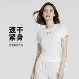 耐克NIKE春夏女短袖T恤 速干透气 运动休闲 紧身衣FV7843-100 白XL