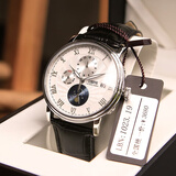 罗宾尼【品质严选】手表男士全自动机械表休闲超薄防水品牌腕表商务皮带 2025升级新款-银壳白面皮带