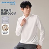 真维斯（JEANSWEST）长袖POLO衫男秋季商务休闲打底衫t恤男白色XL