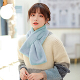 达芬奇密码 冬季流行时尚日系可爱仿獭兔毛纯色围脖 浅蓝