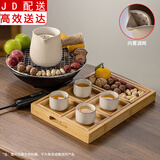 正扬围炉煮茶烤茶罐煮奶茶罐罐罐茶煮茶器具陶壶煮茶壶家用电陶炉套装 莲开干烧罐壶乳白黄汝4杯果盘网500ml