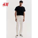 H&M男装女装T恤秋季透气圆领短袖运动上衣短袖内搭打底衫0685816 黑色 M 175/100