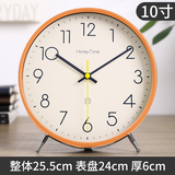 曲彤台式钟摆石英大摆钟客厅摆台座钟桌面静音钟表摆放式台钟时钟摆件 桔色-10寸