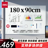 得力180*90cm悬挂玻璃白板写字板办公会议看板可擦写黑板家用教学儿童画板业绩展示板挂式磁性钢化玻璃