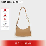 CHARLES&KEITH钥匙锁链条单肩手提腋下包斜挎女包送女友生日礼物CK2-20271269 Camel驼色 S
