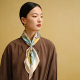 万事利WENSLI丝巾真丝100%桑蚕丝中方巾妈妈送礼物礼盒装 鸟语花香米色