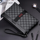 Cohnim kevin奢侈品男士手包手拿拉链男包手抓长钱包送老公男友七夕情人节礼物 【时尚百搭】c211格子黑【休闲百搭】