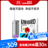 奇异鸟（KIWIBIRD）冲牙器牙齿冲洗器灭菌便携洗牙器水牙线正畸专用口腔清洁神器生日礼物 星耀灰｜透明水箱｜ 3支喷头