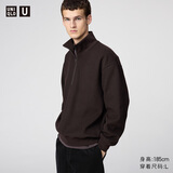 优衣库合作款男装女装绒面针织半拉链套头衫长袖479849 39 棕黑色 XL /180/108B