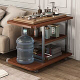 卓博茶几桌边几沙发边桌可移动茶水柜茶台桌子置物架CJ50胡桃色