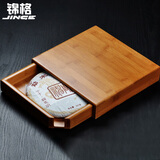 锦格普洱茶盒竹制分茶盘黑茶开茶盘茶针茶刀茶道零配单层开赏茶盘空盒 本色竹制单层茶盒（无茶刀）