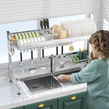 家佰利厨房水槽架沥水架置物架碗碟架水池置物架收纳架洗碗架刀架砧板架 【304不锈钢单层款】+沥水套装