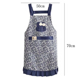 婆青女版洋气好看时尚的围裙家里家外新款2024家用厨房背带棉布 蓝色围裙