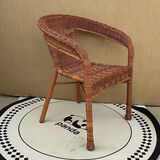 藤椅休闲椅子藤椅凳子靠背扶手家用80岁老人椅庭院工厂手工编织椅 家用款【称重300斤】仿古色