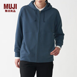 无印良品 MUJI 男女通用 紧密编织毛圈 拉链连帽衫 休闲外套 无性别 卫衣 烟熏蓝色 XXS -XS(150/72A)