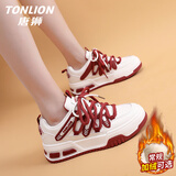 唐狮（TonLion）女鞋秋冬季鞋子女厚底板鞋女士休闲老爹鞋女运动潮鞋 白红36