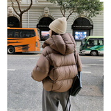 LOVELY&DEARLY咖色短款羽绒服女2025年冬季新款韩版连帽泡芙肯豆风90白鸭绒外套 咖色 S 110斤以内