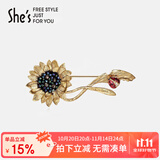 She's茜子梵高向日葵手工钉珠复古瓢虫胸针高档胸花生日礼物送女友