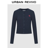 UR2025秋季新款女装休闲绞花肌理樱桃刺绣针织开衫UYY950116