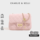 CHARLIE&KELLI CK品牌包包女包单肩包女上班通勤菱格链条小方包斜挎女生日礼物 粉色【代写贺卡 品牌礼袋】