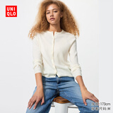 优衣库女装精纺美利奴羊毛罗纹圆领针织短开衫/25秋冬新款478336 01 乳白色 M /160/84A