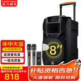 松川国际 SS1 户外移动大功率演出活动K歌唱歌拉杆广场舞音响无线蓝牙便携式会议培训拓展演讲露营音箱 8吋升级版（U段无线话筒一对 ）