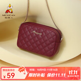 稻草人（MEXICAN）包包女包小方包简约潮流百搭小巧女士单肩斜挎包生日礼物送女友 酒红