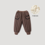 巴厘小猪儿童棉裤冬季加绒加厚长裤宝宝休闲裤男童夹棉保暖裤秋冬女童裤子 奶咖 90