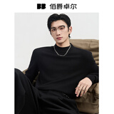 伯爵卓尔莱丽绒高端针织衫男士莱赛尔羊毛2025秋冬新款打底半高领毛衣男 月夜黑 【II代莱丽绒-内里薄绒】 2XL