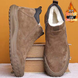 回力雪地靴男款棉鞋男冬季皮毛加绒加厚一脚蹬一体防滑男士运动潮鞋 卡其 41