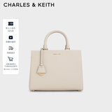 CHARLES&KEITH吊牌大容量托特包手提单肩送妈妈包包女包生日礼物CK2-50160152 Ivory象牙色 L