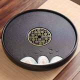 初伍圆形茶盘家用办公室会客国潮风茶具茶托盘客厅陶瓷功夫茶台干泡盘