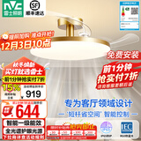 雷士（NVC）风扇灯餐厅吊扇灯led卧室北欧客厅灯三防 全光谱护眼 枕边风 奢金智控100W/全光谱/IP65三防