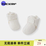 博睿恩（Pureborn）摇粒绒保暖婴儿鞋新生儿软底步前鞋子秋冬装宝宝脚套 本白色 M 长11cm