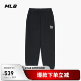 MLB男女情侣秋季新款纯色松紧收腰束脚裤休闲长裤3APTB0244-50BKS-M