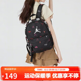 Jordan男女乔丹 聚酯纤维 书包背包 满印Logo双肩包DV5304-011黑 均码