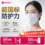 维德（WELLDAY）一次性医用外科口罩100只白色防沙尘冬季保暖防过敏透气灭菌级
