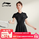李宁（LI-NING）泳衣女连体裙式游泳衣遮肚显瘦抗氯速干温泉泳装546 黑色 M 