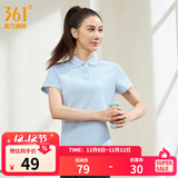 361°运动翻领t恤2025年春夏季新款休闲透气短袖情侣POLO衫开学季 【女款】凝雾蓝 L