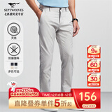 七匹狼休闲裤男天丝抗菌弹力裤子秋季商务直筒长裤通勤男裤【四季款】 005(浅灰)-天丝抗菌 32 80A