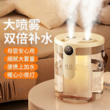 能适加湿器家用卧室1.5L大容量超长续航静音办公室桌面usb便携孕妇婴儿补水车载空气净化喷雾宿舍学生 双喷口【米色插电版】便携体型+轻音底噪