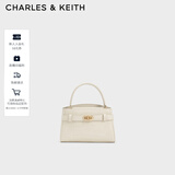 CHARLES&KEITH鳄鱼纹凯莉包手提斜挎婚包包女包生日礼物圣诞礼物CK2-50270880-1 Ivory象牙色 S